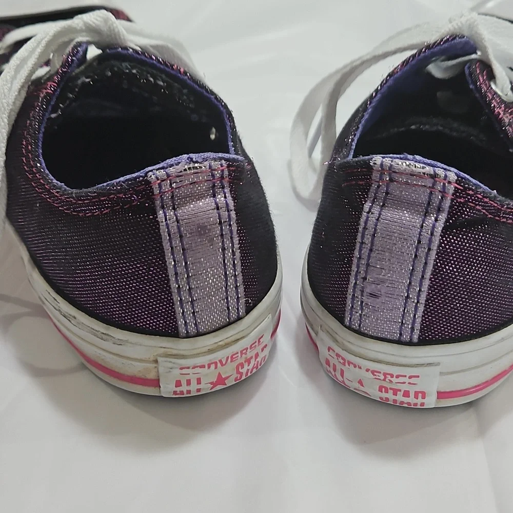Converse All Star Purple Double Tongue Junior Dot Shimmer Sneakers Sz 4